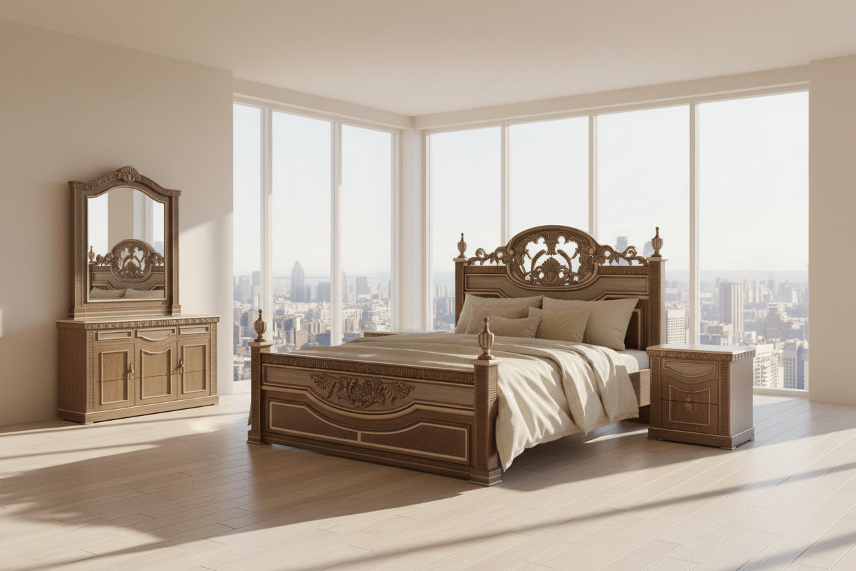 DB-004 Antique Double Bed with Dressing