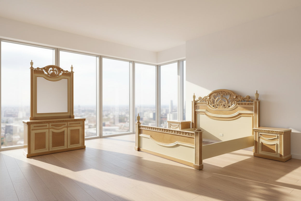 DB-004 Antique Double Bed with Dressing