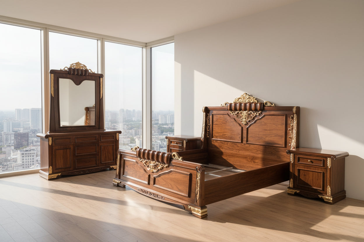 Premium Tali Wood Bedroom Set – Rafiq Furniture House