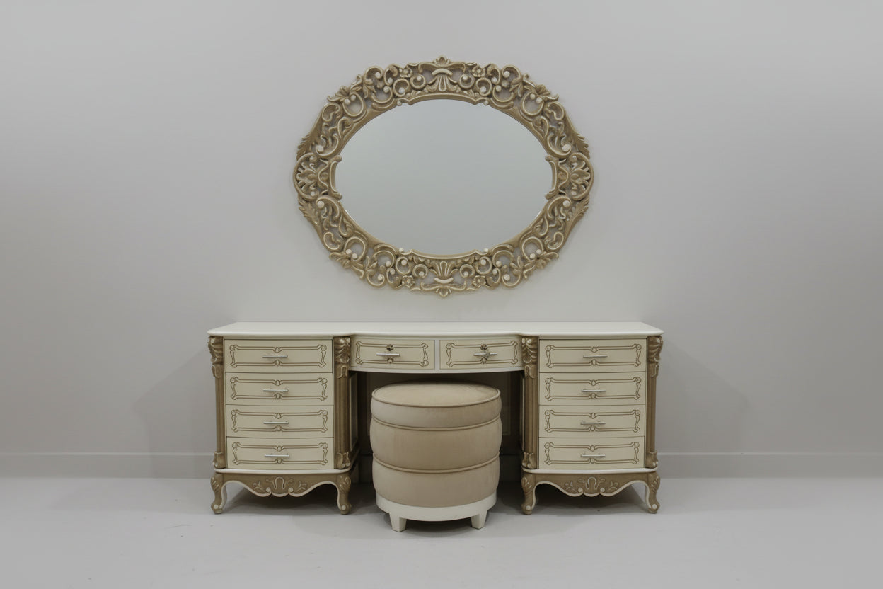 Luxury Wooden Bedroom Set – Bed, Dressing Table, 2 Side Tables, 2 Chairs with Coffee Table & Couch
