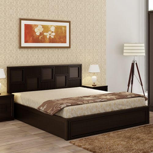 Luxury Wooden Bed with Two Side Tables