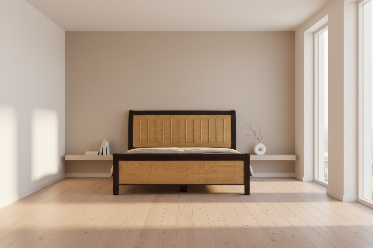 king size bed with two side table