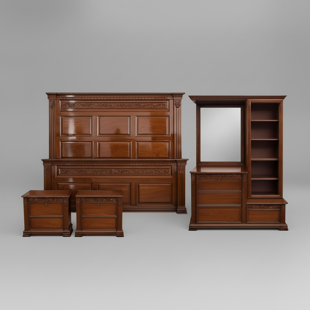 complete solid wooden bed set