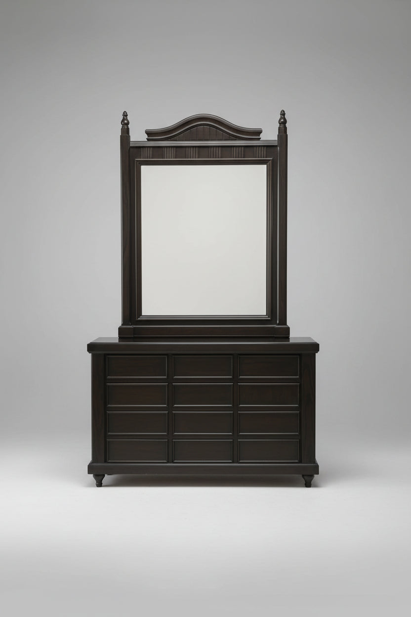 DB-010 Black Royal Leather Bed Set with Dressing