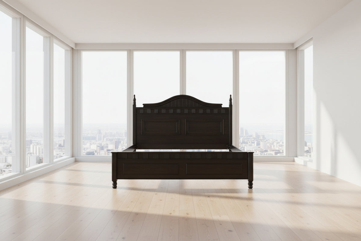 DB-010 Black Royal Leather Bed Set with Dressing